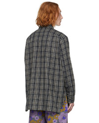 Camicia a maniche lunghe di flanella scozzese grigio scuro di Acne Studios