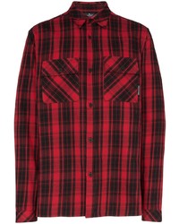 Camicia a maniche lunghe di flanella scozzese rossa di Marcelo Burlon County of Milan
