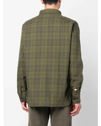 Camicia a maniche lunghe di flanella scozzese verde oliva di Rossignol