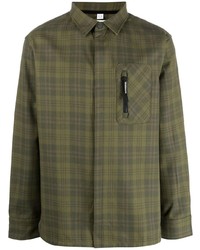 Camicia a maniche lunghe di flanella scozzese verde oliva di Rossignol