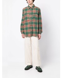 Camicia a maniche lunghe di flanella scozzese verde di Engineered Garments