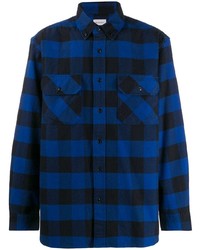 Camicia a maniche lunghe di lana a quadri blu scuro di Woolrich