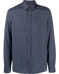 Camicia a maniche lunghe di lana a quadri blu scuro di Woolrich