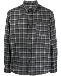 Camicia a maniche lunghe di lana a quadri grigio scuro di A.P.C.