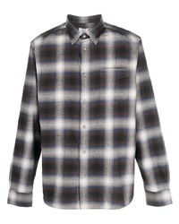 Camicia a maniche lunghe di lana a quadri grigio scuro di Woolrich