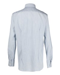 Camicia a maniche lunghe di lana a righe verticali azzurra di Xacus