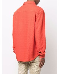 Camicia a maniche lunghe di lana con motivo a zigzag arancione di Stussy