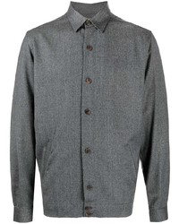 Camicia a maniche lunghe di lana grigio scuro di Canali