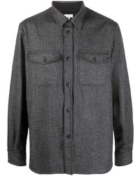 Camicia a maniche lunghe di lana grigio scuro di Caruso