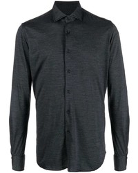 Camicia a maniche lunghe di lana grigio scuro di Dell'oglio