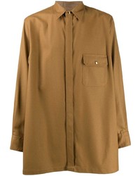 Camicia a maniche lunghe di lana marrone chiaro di Fumito Ganryu