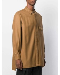 Camicia a maniche lunghe di lana marrone chiaro di Fumito Ganryu
