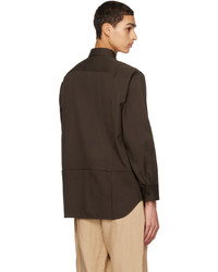 Camicia a maniche lunghe di lana marrone scuro di Jil Sander