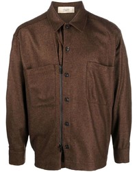 Camicia a maniche lunghe di lana marrone di Maison Flaneur