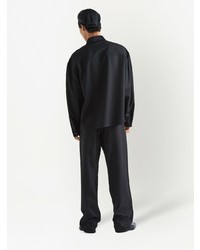 Camicia a maniche lunghe di lana nera di Prada