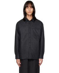 Camicia a maniche lunghe di lana ricamata grigio scuro di Givenchy