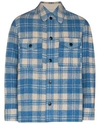Camicia a maniche lunghe di lana scozzese blu di Isabel Marant