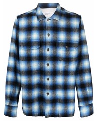 Camicia a maniche lunghe di lana scozzese blu di Universal Works