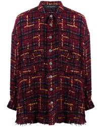 Camicia a maniche lunghe di lana scozzese bordeaux di Garcons Infideles