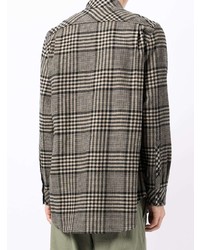 Camicia a maniche lunghe di lana scozzese grigia di Uma Wang
