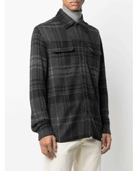 Camicia a maniche lunghe di lana scozzese grigio scuro di Ralph Lauren Purple Label