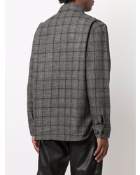 Camicia a maniche lunghe di lana scozzese grigio scuro di Han Kjobenhavn