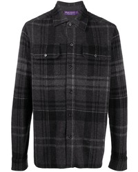 Camicia a maniche lunghe di lana scozzese grigio scuro di Ralph Lauren Purple Label