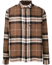 Camicia a maniche lunghe di lana scozzese marrone di YMC