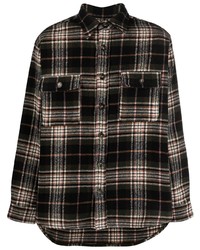 Camicia a maniche lunghe di lana scozzese nera di Isabel Marant Étoile