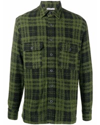 Camicia a maniche lunghe di lana scozzese verde scuro di Destin