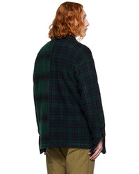 Camicia a maniche lunghe di lana scozzese verde scuro di Greg Lauren