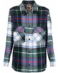 Camicia a maniche lunghe di lana scozzese verde scuro di Pierre Louis Mascia