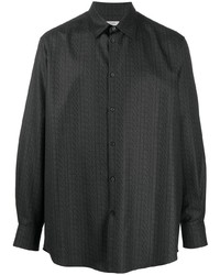 Camicia a maniche lunghe di lana stampata grigio scuro di Valentino