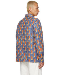 Camicia a maniche lunghe di lana stampata marrone di Casablanca