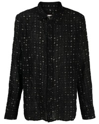 Camicia a maniche lunghe di lana stampata nera di FREI-MUT