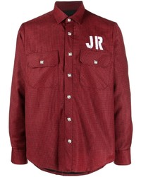 Camicia a maniche lunghe di lana stampata rossa di John Richmond