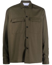 Camicia a maniche lunghe di lana verde oliva di Low Brand