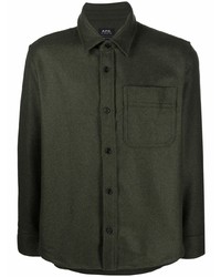 Camicia a maniche lunghe di lana verde scuro di A.P.C.