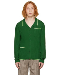 Camicia a maniche lunghe di lana verde scuro di King & Tuckfield