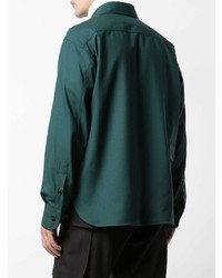 Camicia a maniche lunghe di lana verde scuro di Marni