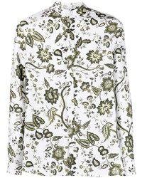 Camicia a maniche lunghe di lino a fiori bianca di Erdem