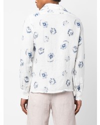 Camicia a maniche lunghe di lino a fiori bianca di Eleventy