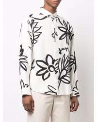 Camicia a maniche lunghe di lino a fiori bianca di Jacquemus
