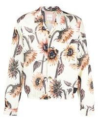 Camicia a maniche lunghe di lino a fiori bianca di Paul Smith