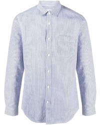 Camicia a maniche lunghe di lino a righe verticali azzurra di Closed