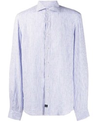 Camicia a maniche lunghe di lino a righe verticali azzurra di Fay