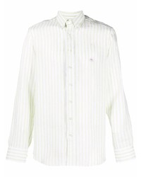 Camicia a maniche lunghe di lino a righe verticali bianca di Etro
