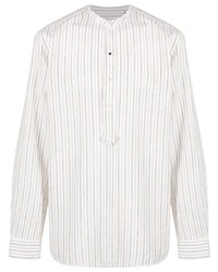 Camicia a maniche lunghe di lino a righe verticali bianca di Lardini