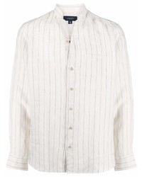 Camicia a maniche lunghe di lino a righe verticali bianca di Sease