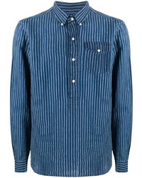 Camicia a maniche lunghe di lino a righe verticali blu di Polo Ralph Lauren